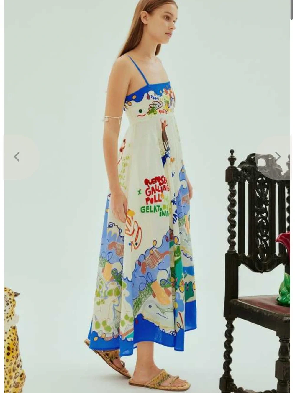 NWT Rachel Zoe Linen Blend Mediterranean Folk Art Midi Dress | Alemais Inspired - Picture 2 of 10